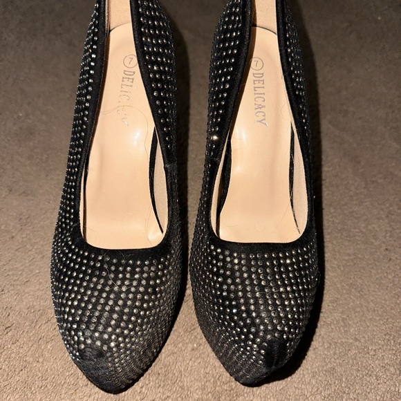 Like new Womens Delicacy silver rhinestone black platform heels! - Picture 2 of 5